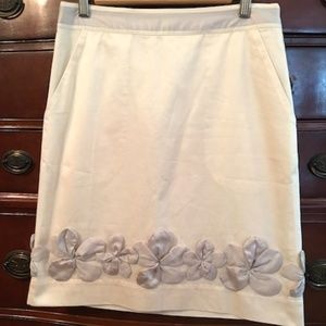 Boden Limited Ed ivory skirt, gray silk accents, 6